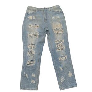 DISTRESSED 100% Cotton Distressed High Rise Jeans 16W
